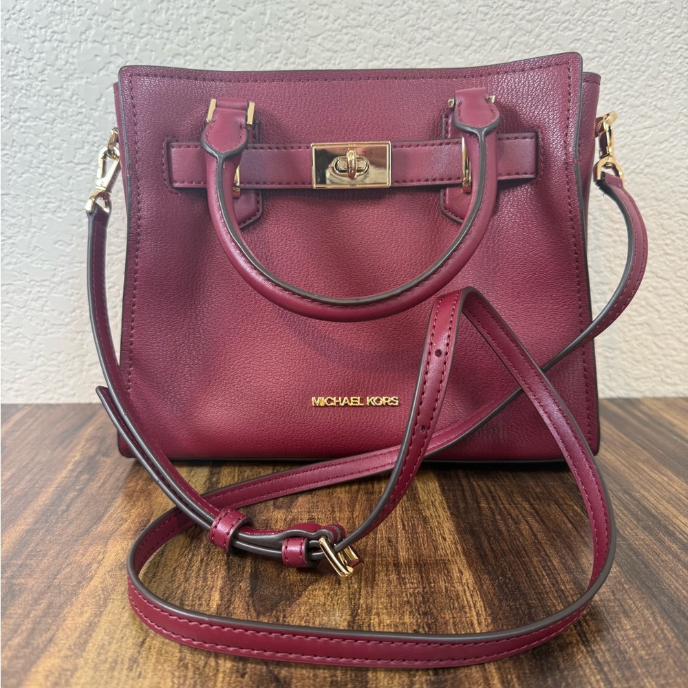 Michael Kors Wine Satchel with Gold Accents